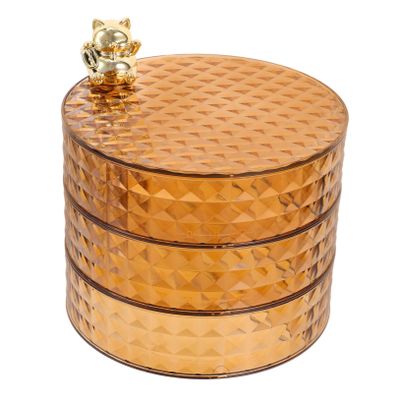 HOOTNEE Rotating Jewelry Organizer Cat Charm Handle Desktop Storage Case for Necklaces Bracelets and Earrings Stylish Multi Jewelry Holder for Home Decor