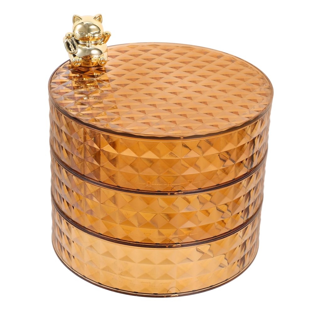 HOOTNEE Rotating Jewelry Organizer Cat Charm Handle Desktop Storage Case for Necklaces Bracelets and Earrings Stylish Multi Jewelry Holder for Home Decor