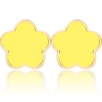 14K Gold Plated Stainless Steel Four Leaf Clover Stud Earrings for Women (Yellow-Gold Plated)