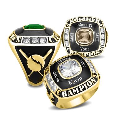 NineFit Basics Stainless Steel Championship Ring Custom Text and Color - Football, baseball, softball, basketball, esports, fantasy sports, hockey, cheer, 13