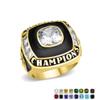 NineFit Basics Stainless Steel Championship Ring Custom Text and Color - Football, baseball, softball, basketball, esports, fantasy sports, hockey, cheer, 5, Basketballl-Gold view 2