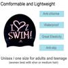 BONDYEUN BONDYUEN Swim Cap Fit Kids Boys Girls Men Women with Short or Medium Hair Fun Cute Design Patterns Silicone Swimming Caps, ILSwim Black view 4
