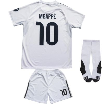 ORGBRAIN 2025/2026 Home #10 New Football Soccer Kids Jersey Shorts Socks Set Youth Sizes (White, 28)