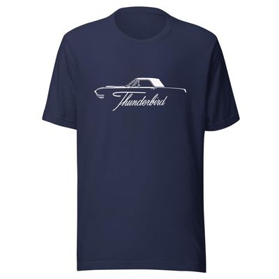 1966 Thunderbird Tshirt for American Classic car Owners Antique Automotive Graphic T-Shirt Navy