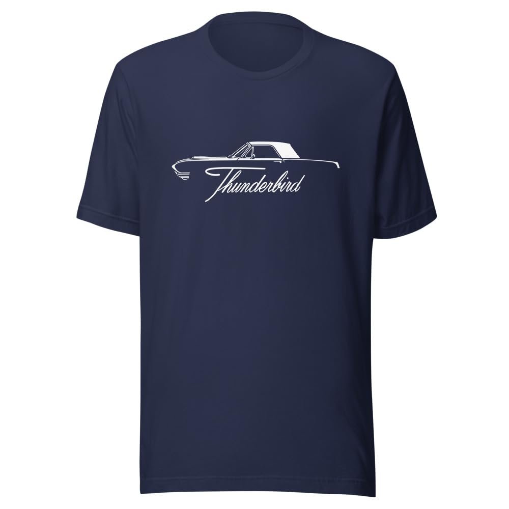 1966 Thunderbird Tshirt for American Classic car Owners Antique Automotive Graphic T-Shirt Navy