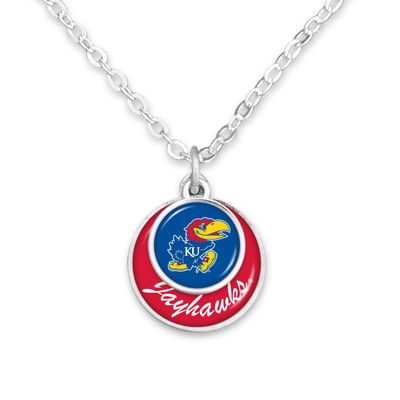 From the Heart Kansas Jayhawks Stacked Disk Necklace Jewelry Gift Licensed KU, Silver