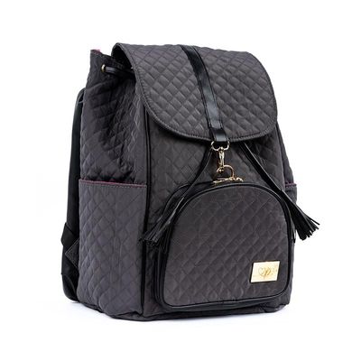 Genie Designer Quilted Pickleball Bag for Women - Luxury Court to Office Backpack - Fits 2 Paddles & 15.8 Laptop - Padded Professional Travel Backpack with Shoe Compartment - Grey Black