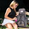 Genie Designer Quilted Pickleball Bag for Women - Luxury Court to Office Backpack - Fits 2 Paddles & 15.8 Laptop - Padded Professional Travel Backpack with Shoe Compartment - Grey Black view 3