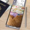 Art and Beyond Leatherette Passport Wallet with Card Storage Pockets Ice Cream Cone Cover Novelty Icre Cream Cones Cute Food Lovers Snack Dessert Design Fun Design Passport Holder Case, Black view 3