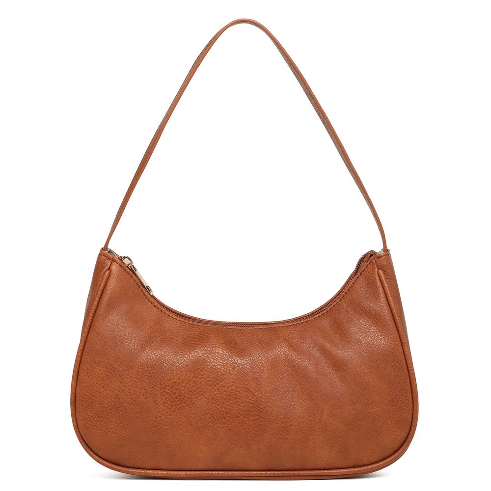 Afashor Shoulder Bags for Women Vegan Leather Hobo Sling Tote Handbag Retro Clutch Purse with Zipper Closure (Lychee-Brown)