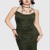 SOLY HUX Women's Floral Mesh Bodycon Cami Dress Cowl Neck Sleeveless Cocktail Party Wedding Guest Long Maxi Dresses Army Green Floral XX-Small view 2