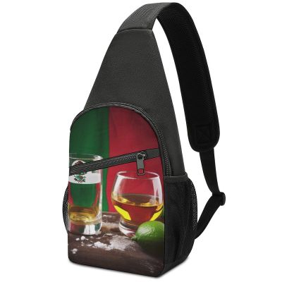 Sling Backpack for Women Men Crossbody Chest Bag Travel Mexico Flag And Tequila Daypack Shoulder Bag for Hiking