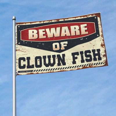 College Flags For Guys Beware Of Clown Fish Flag Stuff For Boys Room Cool Flags For Guys(60X90CM)