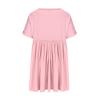 Oplxuo Babydoll Dress for Women Loose Summer Patchwork Pleated Flowy Mini Dress Crew Neck Roll Up Short Sleeve Tunic Dress Pink view 4