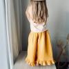 Toddler Baby Girls Cotton Linen Wide Leg Pants Solid Color Ruffles Hem Loose Pants School Uifrm (Yellow, 6-8 Years) view 4