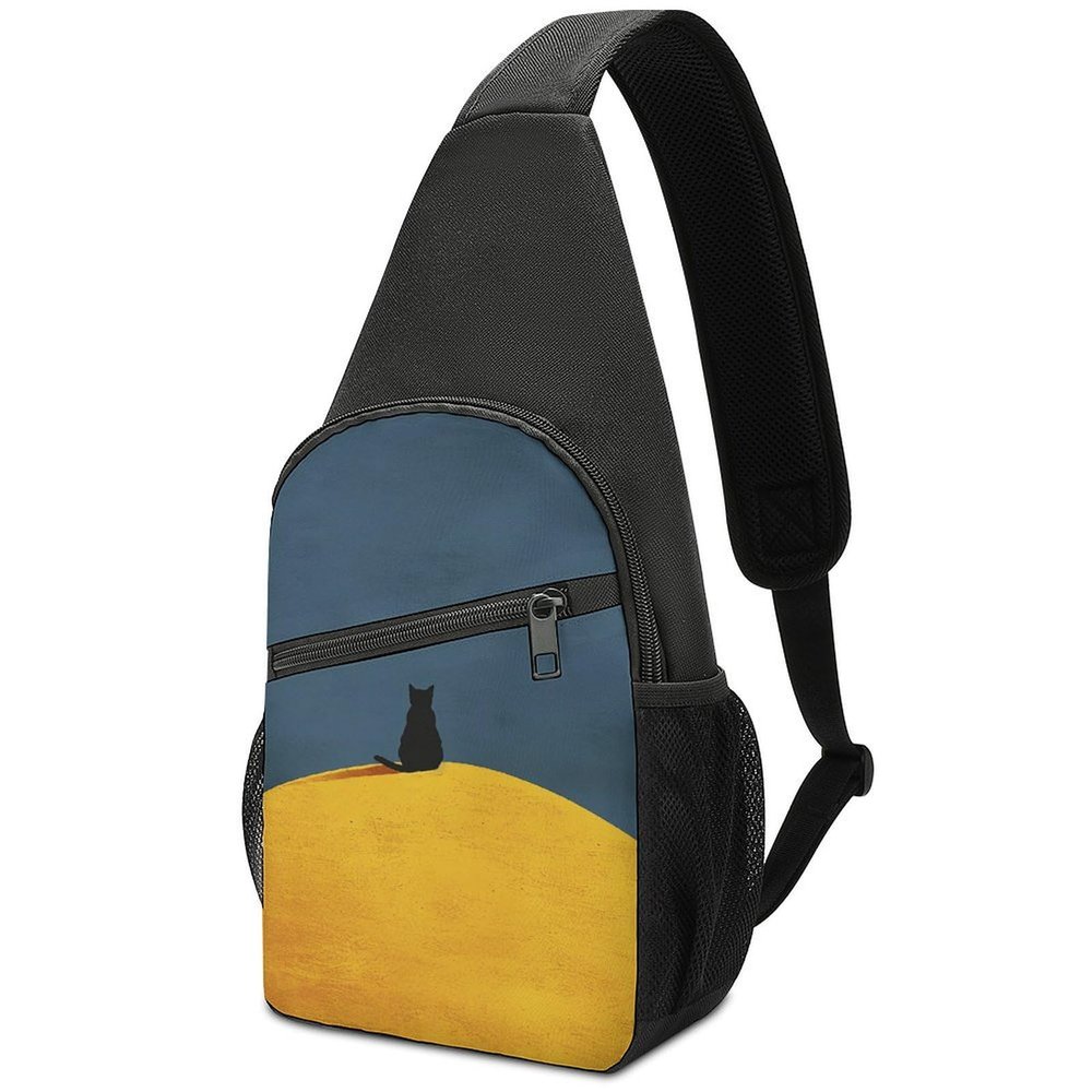 Sling Backpack for Women Men Crossbody Chest Bag Travel Yellow Mountain Top Daypack Shoulder Bag for Hiking