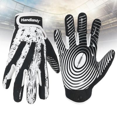 HANDLANDY Youth Football Gloves for Boys Girls, Sticky Wide Receiver Gloves for Kids, Junior Flag Football Gloves (White, Youth XS)