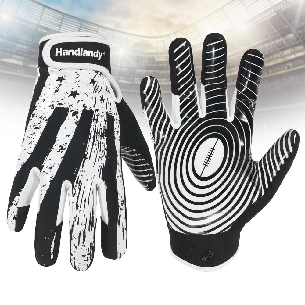 HANDLANDY Youth Football Gloves for Boys Girls, Sticky Wide Receiver Gloves for Kids, Junior Flag Football Gloves (White, Youth XS)
