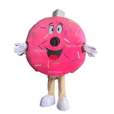 FurryMascot New Sport Waver Pancake Food Pink Donut Mascot Costumes Mascota School Spirit, Large