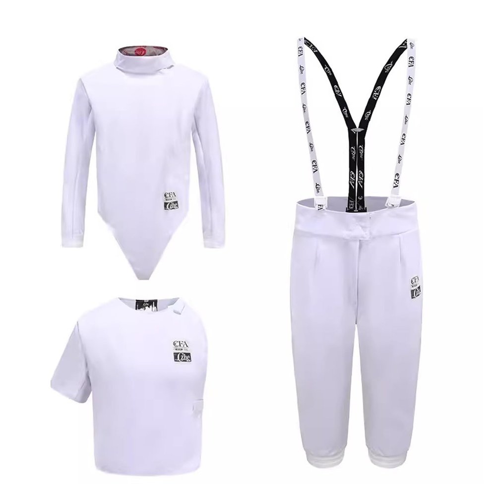 KXJPIZIYB Left Hand 3-Piece Fencing Suit 350N, Vest/Pants/Jacket Fencing Protective Uniform, for Foil/Epee/Sabre Fencing Gear(58#)