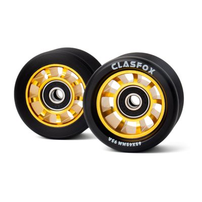 CLAS FOX 95A Speed/Derby Wheels Aluminum Roller Skate Wheels Indoor Roller Replacement Wheel (Set of 8)(Black PU Golden Core