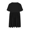 Oplxuo Babydoll Dress for Women Loose Summer Patchwork Pleated Flowy Mini Dress Crew Neck Roll Up Short Sleeve Tunic Dress Black view 4