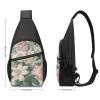 Sling Backpack for Women Men Crossbody Chest Bag Travel Peach And White Flowers Daypack Shoulder Bag for Hiking view 2