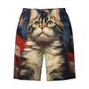 URVIP Men's US-Flag Animal Printed Shorts Athletic Casual Hawaiian Shorts Quick Dry Drawstring Beach Shorts Cat-16 M view 1