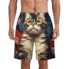 URVIP Men's US-Flag Animal Printed Shorts Athletic Casual Hawaiian Shorts Quick Dry Drawstring Beach Shorts Cat-16 M view 2