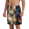 URVIP Men's US-Flag Animal Printed Shorts Athletic Casual Hawaiian Shorts Quick Dry Drawstring Beach Shorts Cat-16 M view 3