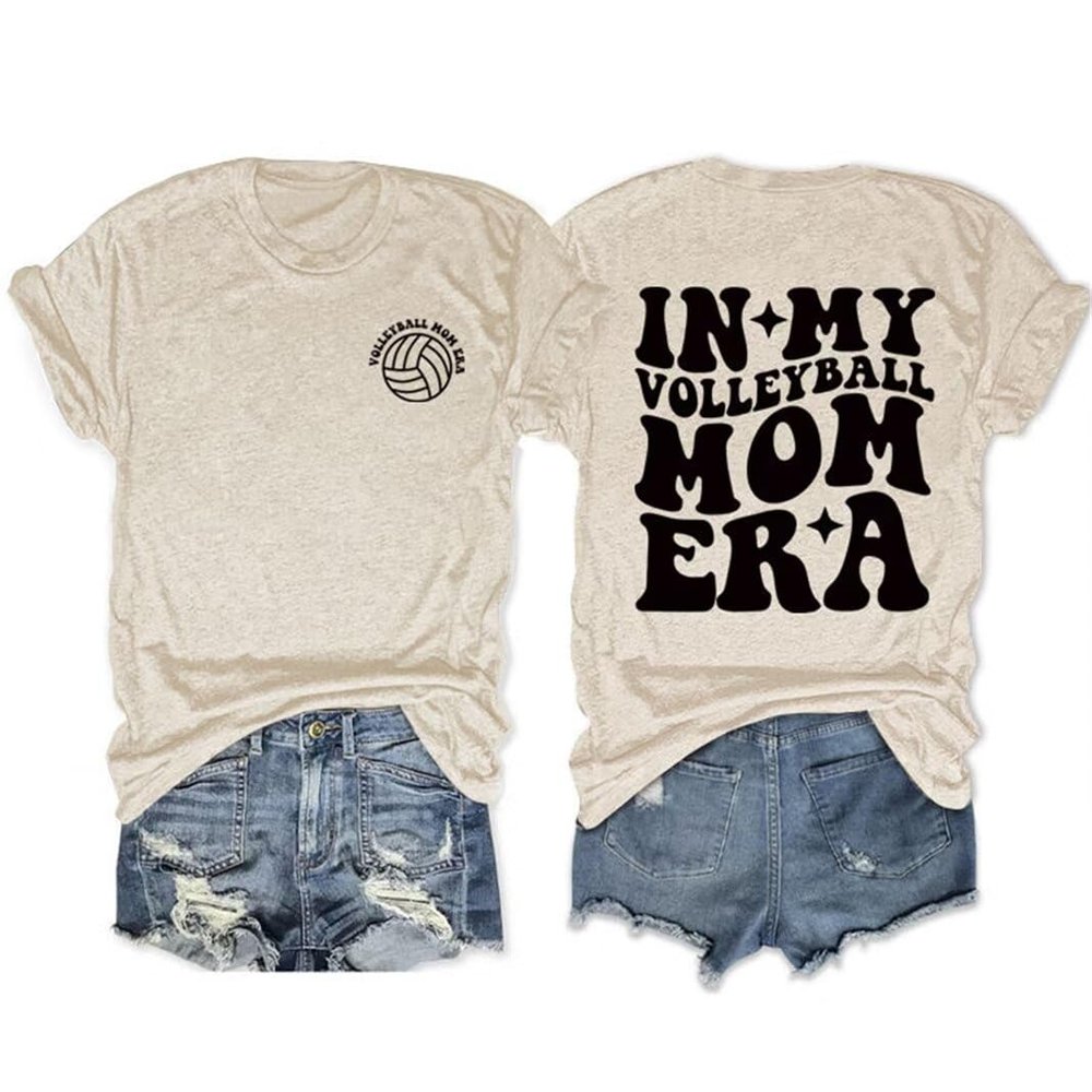 Volleyball Mom Tshirt for Women, in My Volleyball Mom Era Shirt Causal Loose Short Sleeve Crewneck Tee Top for Mama