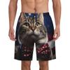 URVIP Men's US-Flag Animal Printed Shorts Athletic Casual Hawaiian Shorts Quick Dry Drawstring Beach Shorts Cat-12 L view 2