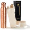 Bold & Divine Premium 32oz Pure Copper Hammered Water Bottle for Drinking - Ayurvedic Health Benefits - Handcrafted Copper Water Vessel - Leak-Proof Design, Rust-Free - Bonus Canvas Carry Bag view 1