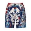 URVIP Men's US-Flag Animal Printed Shorts Athletic Casual Hawaiian Shorts Quick Dry Drawstring Beach Shorts Lion-02 M view 1