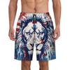 URVIP Men's US-Flag Animal Printed Shorts Athletic Casual Hawaiian Shorts Quick Dry Drawstring Beach Shorts Lion-02 M view 2