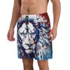 URVIP Men's US-Flag Animal Printed Shorts Athletic Casual Hawaiian Shorts Quick Dry Drawstring Beach Shorts Lion-02 M view 3