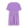 Oplxuo Babydoll Dress for Women Loose Summer Patchwork Pleated Flowy Mini Dress Crew Neck Roll Up Short Sleeve Tunic Dress Purple view 4