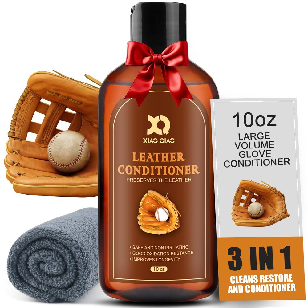 XQ XIAO QIAO Baseball Glove Oil & Leather Conditioning,10oz Deep Penetrating Formula Softens Restores Protects All Leather Mitts, Non-Toxic Non-Greasy Easy-Apply Lotion for Break-in Long-Term Care