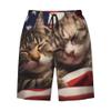 URVIP Men's US-Flag Animal Printed Shorts Athletic Casual Hawaiian Shorts Quick Dry Drawstring Beach Shorts Cat-02 M view 1