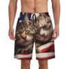 URVIP Men's US-Flag Animal Printed Shorts Athletic Casual Hawaiian Shorts Quick Dry Drawstring Beach Shorts Cat-02 M view 2