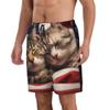 URVIP Men's US-Flag Animal Printed Shorts Athletic Casual Hawaiian Shorts Quick Dry Drawstring Beach Shorts Cat-02 M view 3