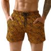 GINGTTO Mens Swimming Trunks 5 Inch with Pockets Beach Shorts for Men Summer Elastic Waist Zebra Stripe S Orange Black view 1
