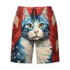 URVIP Men's US-Flag Animal Printed Shorts Athletic Casual Hawaiian Shorts Quick Dry Drawstring Beach Shorts Cat-17 XL view 1