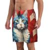 URVIP Men's US-Flag Animal Printed Shorts Athletic Casual Hawaiian Shorts Quick Dry Drawstring Beach Shorts Cat-17 XL view 3