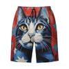 URVIP Men's US-Flag Animal Printed Shorts Athletic Casual Hawaiian Shorts Quick Dry Drawstring Beach Shorts Cat-15 XXXL view 1