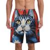 URVIP Men's US-Flag Animal Printed Shorts Athletic Casual Hawaiian Shorts Quick Dry Drawstring Beach Shorts Cat-15 XXXL view 2