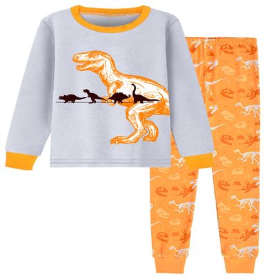 Fiodrimy Boys Pajamas Toddler Kids Pajama Set Dinosuar Long Sleeve & Pants Pjs Sleepwear 3-8 Years Yellow