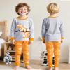Fiodrimy Boys Pajamas Toddler Kids Pajama Set Dinosuar Long Sleeve & Pants Pjs Sleepwear 3-8 Years Yellow view 2