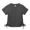 NineFit Basics Juniors Tops for Teen Girls Girls Solid Color Drawstring Short Sleeve Flared Pants Two Set Cute Kids (GY2, 3-4 Years) view 3