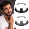 Wodelanle Fake Beard Realistic Mustache 100% Human Hair Full Hand Tied Facial Hair Black Fake Mustache Goatee Lace Invisible Fake Beards for Entertainment Party Drama Movie Makeup view 1